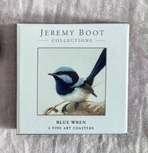 Jeremy Boot Coasters (set of 4) - Blue Wren | Jeremy Boot Collections | Kitchen Accessories | Thirty 16 Williamstown