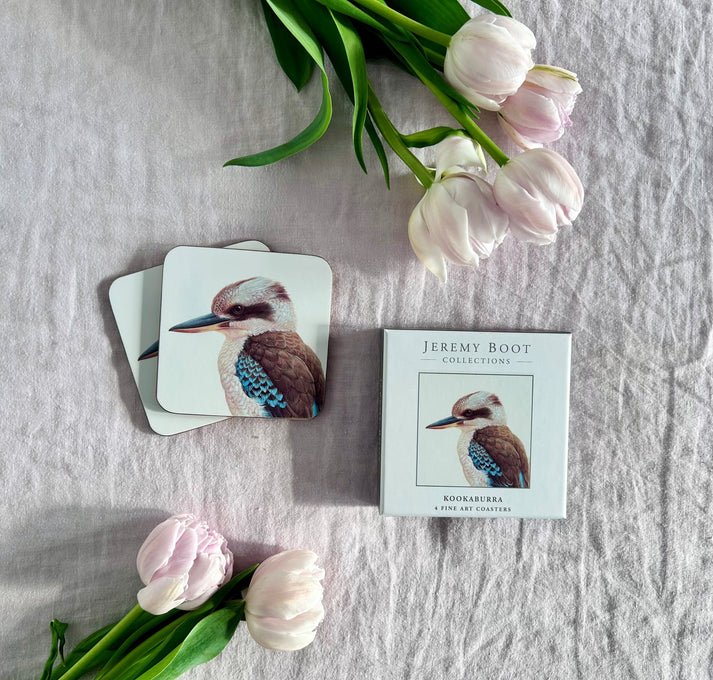 Jeremy Boot Coasters (set of 4) - Kookaburra | Jeremy Boot Collections | Kitchen Accessories | Thirty 16 Williamstown