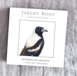 Jeremy Boot Coasters (set of 4) - Magpie | Jeremy Boot Collections | Kitchen Accessories | Thirty 16 Williamstown