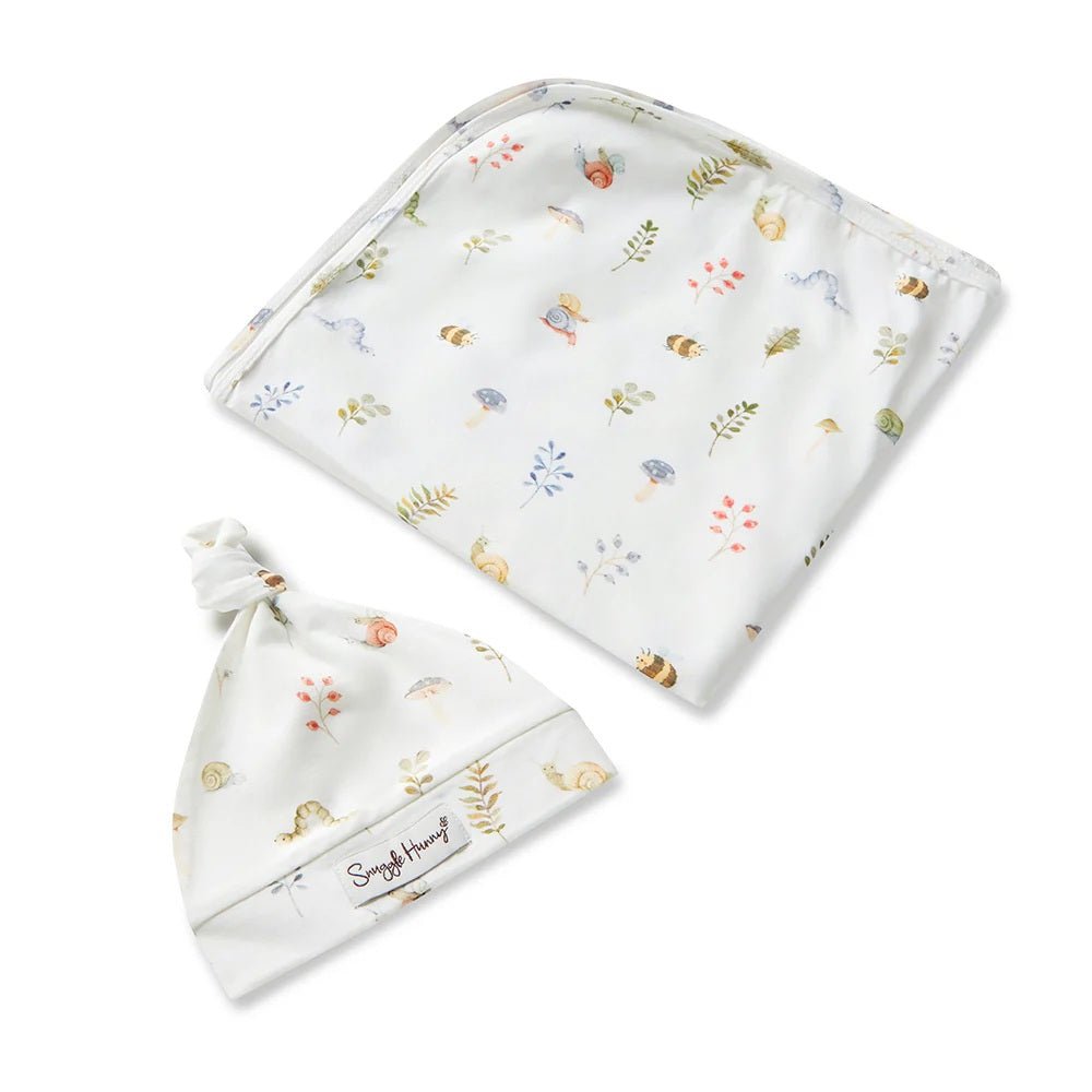 Jersey Wrap & Beanie Set - Garden Friends | Snuggle Hunny | Bedding, Blankets & Swaddles | Thirty 16 Williamstown