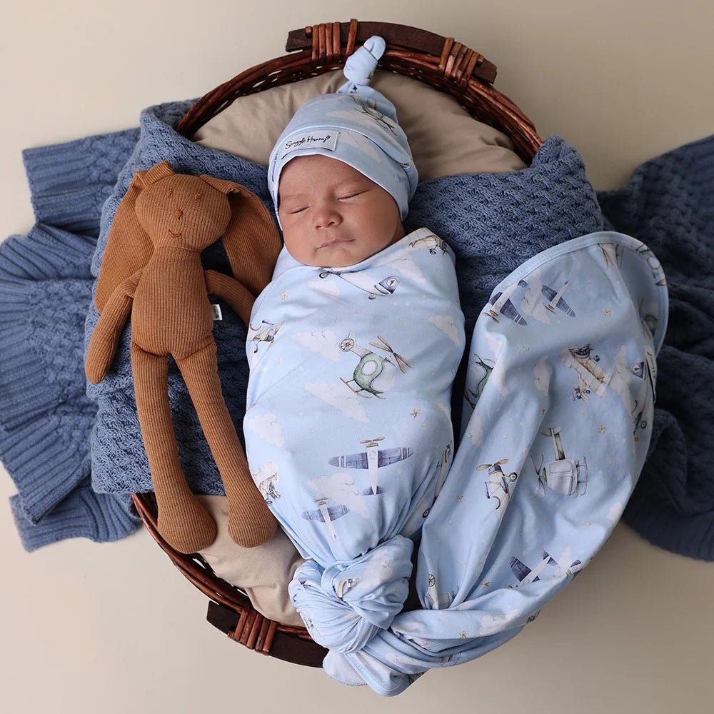 Jersey Wrap &amp; Beanie Set - Taking Flight | Snuggle Hunny | Bedding, Blankets &amp; Swaddles | Thirty 16 Williamstown