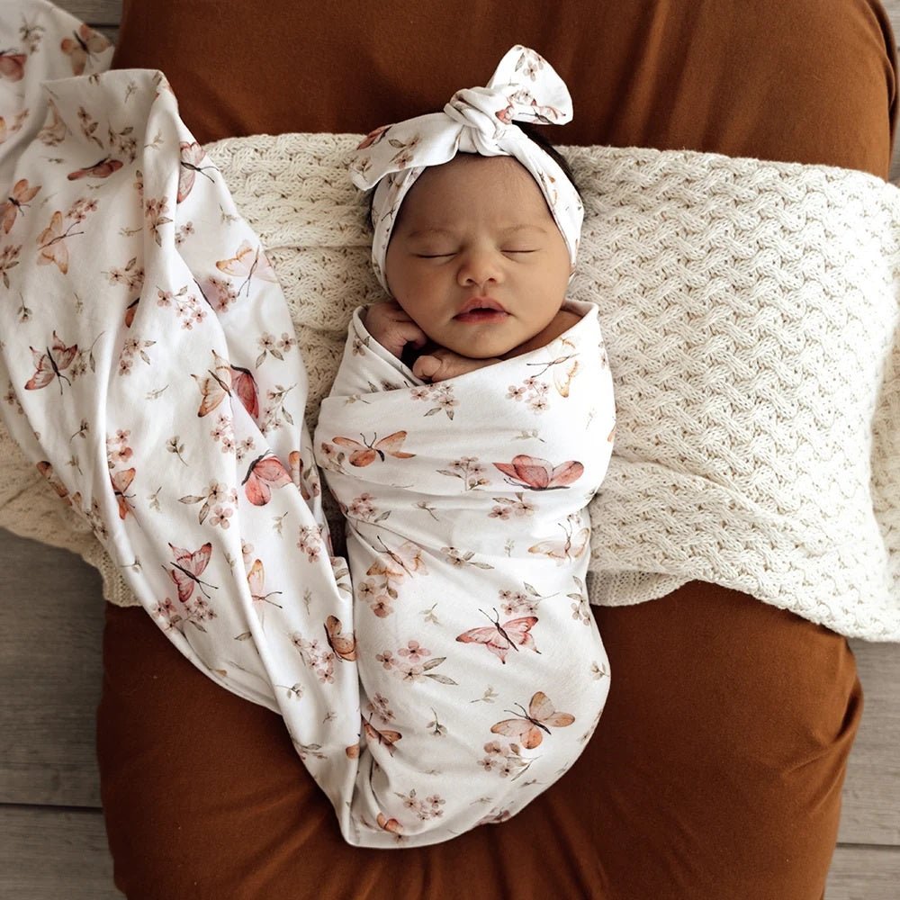 Jersey Wrap &amp; Topknot Set - Butterfly | Snuggle Hunny | Bedding, Blankets &amp; Swaddles | Thirty 16 Williamstown