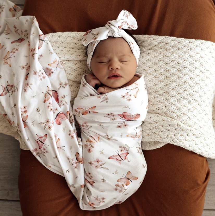 Jersey Wrap & Topknot Set - Butterfly | Snuggle Hunny | Bedding, Blankets & Swaddles | Thirty 16 Williamstown