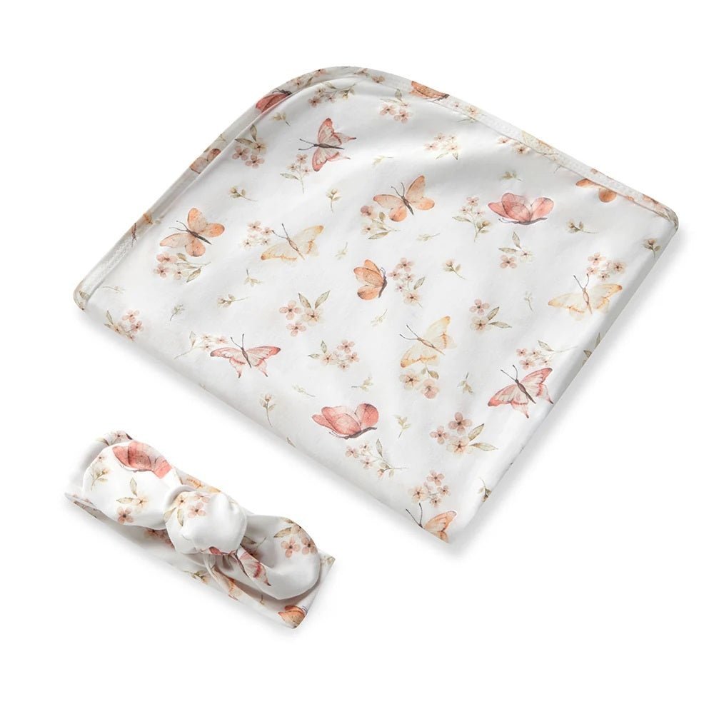 Jersey Wrap & Topknot Set - Butterfly | Snuggle Hunny | Bedding, Blankets & Swaddles | Thirty 16 Williamstown