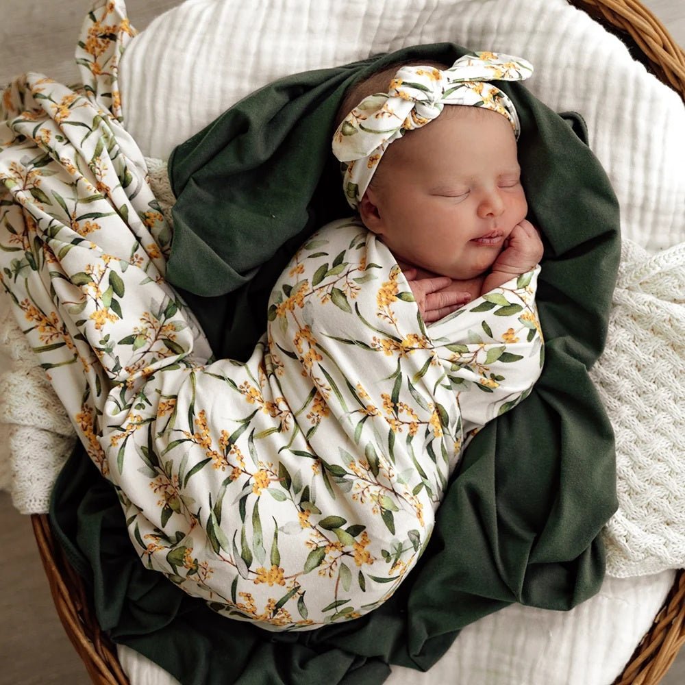 Jersey Wrap & Topknot Set - Golden Wattle | Snuggle Hunny | Bedding, Blankets & Swaddles | Thirty 16 Williamstown
