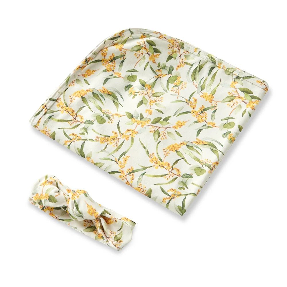 Jersey Wrap & Topknot Set - Golden Wattle | Snuggle Hunny | Bedding, Blankets & Swaddles | Thirty 16 Williamstown