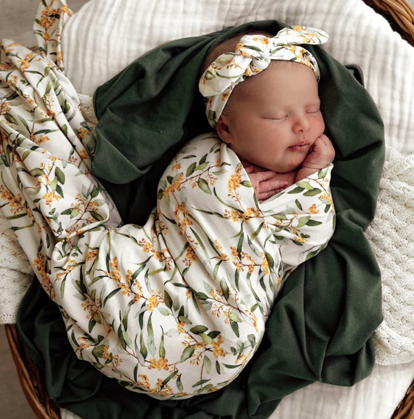Jersey Wrap & Topknot Set - Golden Wattle | Snuggle Hunny | Bedding, Blankets & Swaddles | Thirty 16 Williamstown