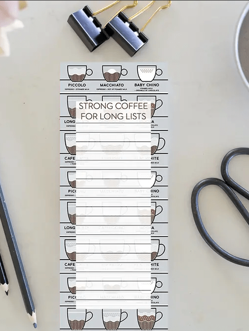 Jotter - Strong Coffee Long Lists | All Gifts Australia | Magnets &amp; Jotters | Thirty 16 Williamstown