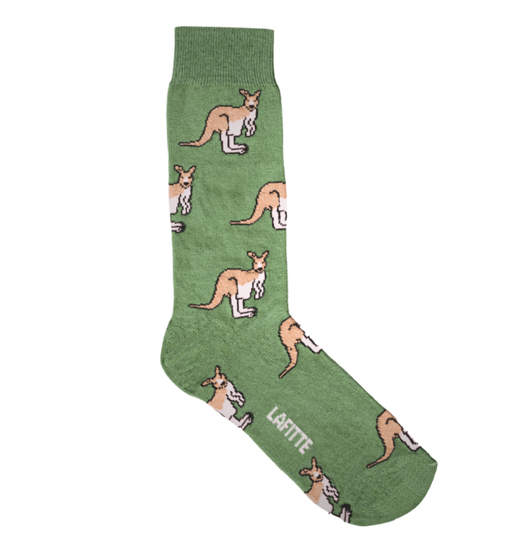 Kangaroo Green Patterned Socks | Lafitte | Socks For Him & For Her | Thirty 16 Williamstown