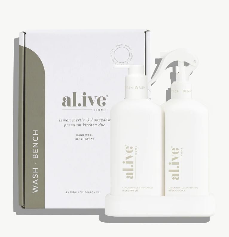 Kitchen Duo - Dish Wash & Bench Spray (White) Lemon Myrtle & Honeydew | Al.ive Body | At The Sink | Thirty 16 Williamstown