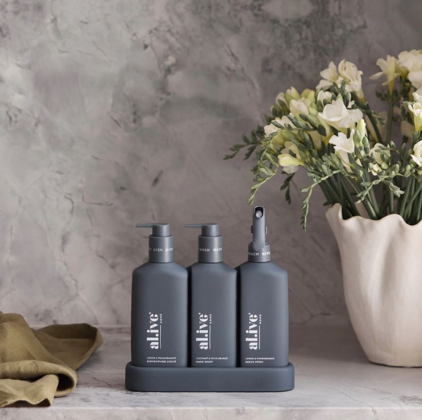 Kitchen Trio - Dish Wash, Hand Wash & Bench Spray (Midnight Blue) Lemon & Pomegranate +Coconut & Wild Orange | Al.ive Body | At The Sink | Thirty 16 Williamstown