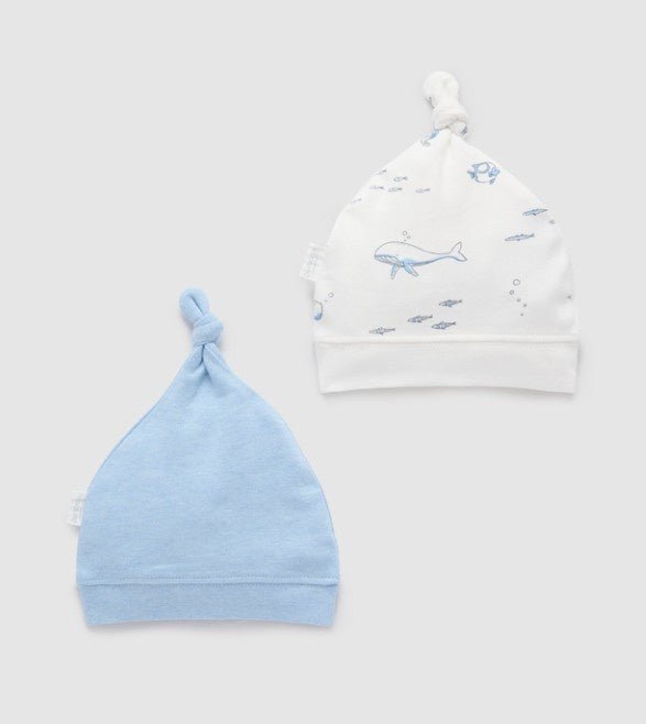 Knot Hat 2 Pack - Vanilla Nautical | Purebaby | Baby & Toddler Beanies | Thirty 16 Williamstown