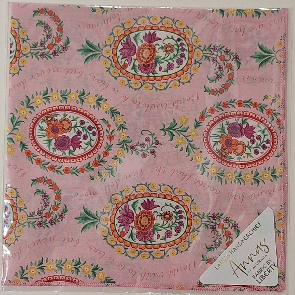 Liberty Print Hankie - Love Poem Pink | Annas of Australia | Hankies | Thirty 16 Williamstown