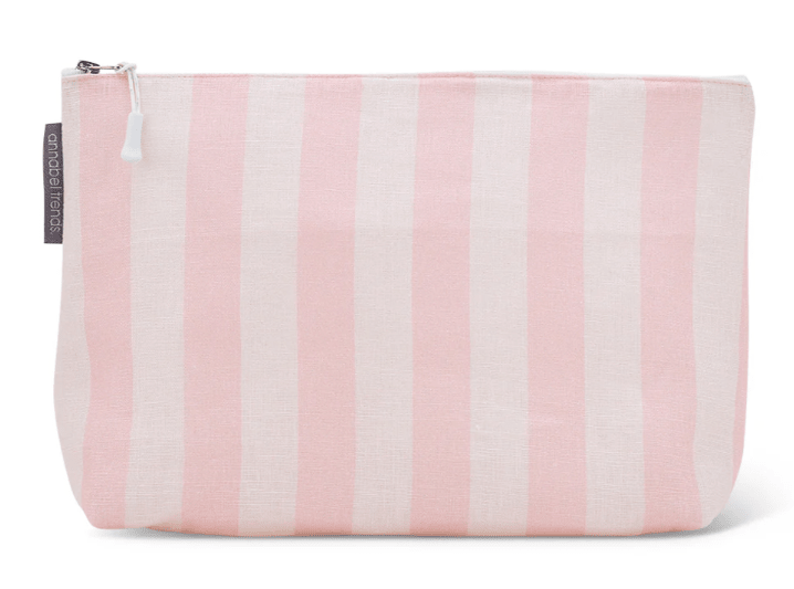 Linen Cosmetic Bag Large - Pink Stripe | Annabel Trends | Cosmetic Bags | Thirty 16 Williamstown