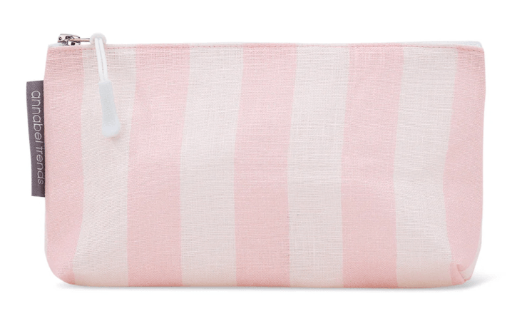 Linen Cosmetic Bag Small - Pink Stripe | Annabel Trends | Cosmetic Bags | Thirty 16 Williamstown