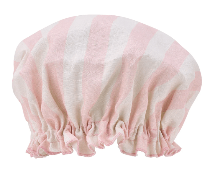 Linen Shower Cap - Pink Stripe | Annabel Trends | Shower Caps | Thirty 16 Williamstown