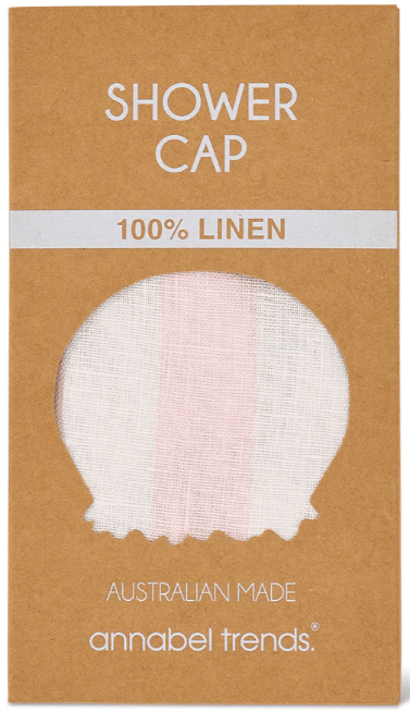 Linen Shower Cap - Pink Stripe | Annabel Trends | Shower Caps | Thirty 16 Williamstown