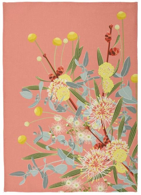 Luxury Microfibre Tea Towel - Hakea Pink | Print Sisters | Aprons, Mitts & Tea Towels | Thirty 16 Williamstown