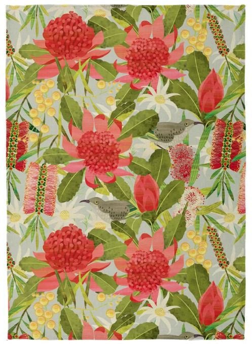Luxury Microfibre Tea Towel - Red Banksia Wren | Print Sisters | Aprons, Mitts & Tea Towels | Thirty 16 Williamstown