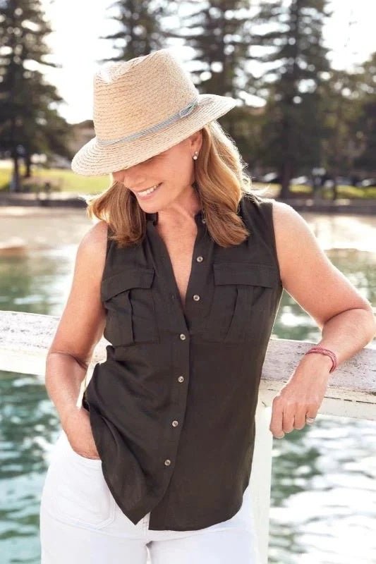 Marseille Hat - Natural/Blue | Canopy Bay By Deborah Hutton | Sun Hats | Thirty 16 Williamstown