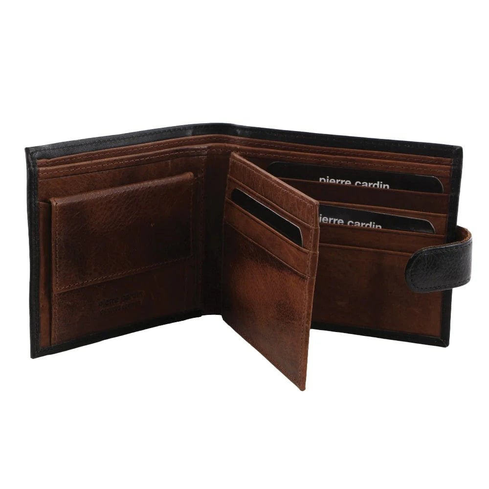 Men's Italian Leather RFID Two Tone Wallet - Black Cognac | Pierre Cardin | Men's Wallets | Thirty 16 Williamstown