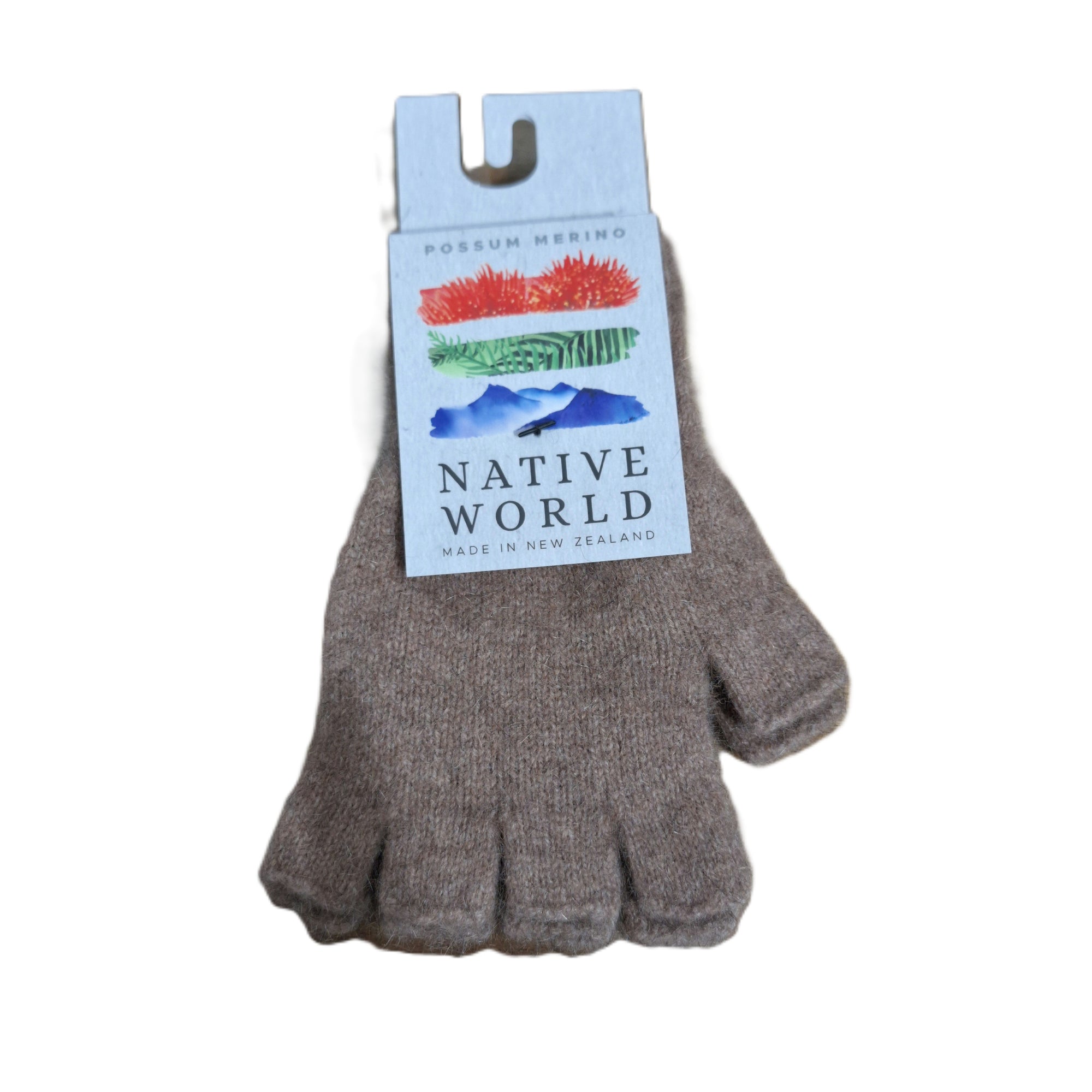 Plain Fingerless Gloves - Mink