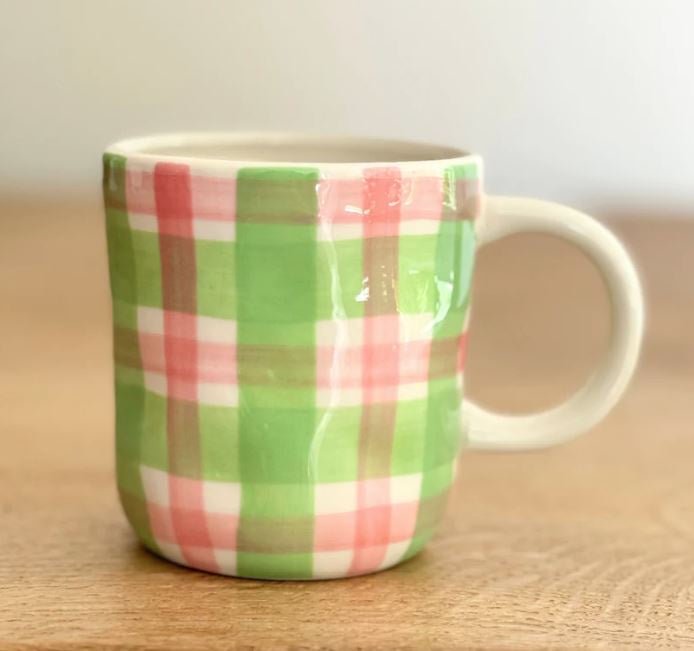 Mint Green & Rose Pink Gingham Mug | Noss | Mugs & Cups | Thirty 16 Williamstown