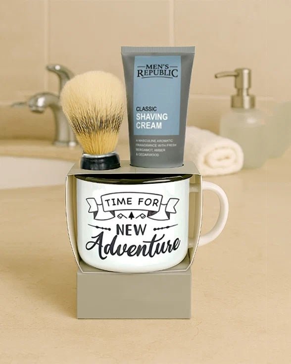 Mug with Shaving Cream and Beard Brush | Men's Republic | Men's Grooming &amp; Toiletry Bags | Thirty 16 Williamstown