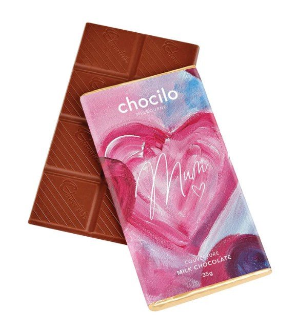 "Mum Painted Hearts" Milk Chocolate Block - 35g | Chocilo | Confectionery | Thirty 16 Williamstown