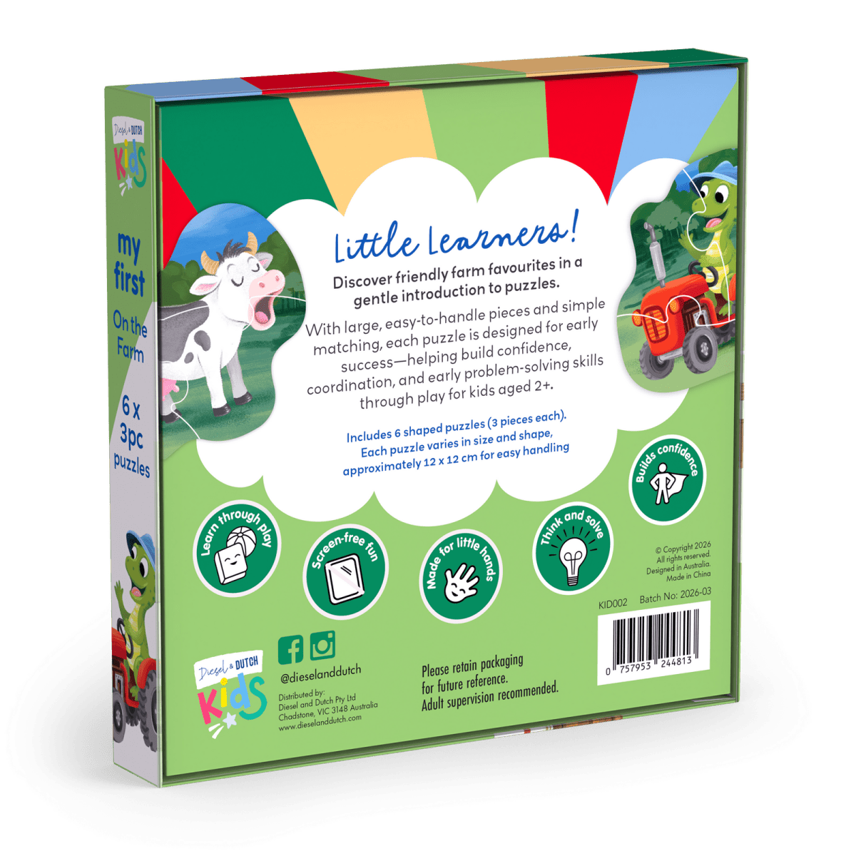 My First 3pc Puzzles: On the Farm | Diesel & Dutch | Toddler Puzzles & Games | Thirty 16 Williamstown