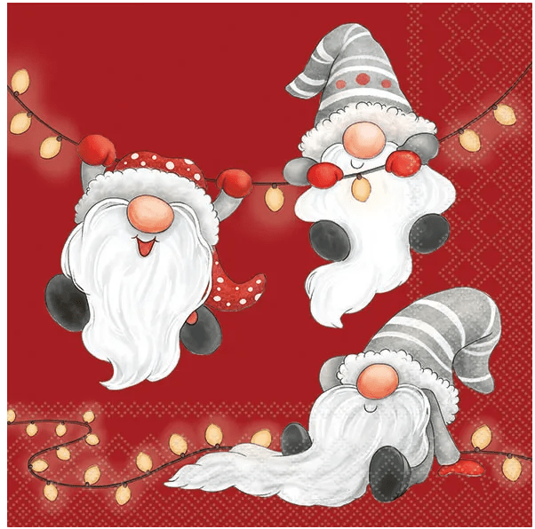 Napkins Luncheon - Gnomes on the Light Chain Red | Ambiente | Tableware | Thirty 16 Williamstown