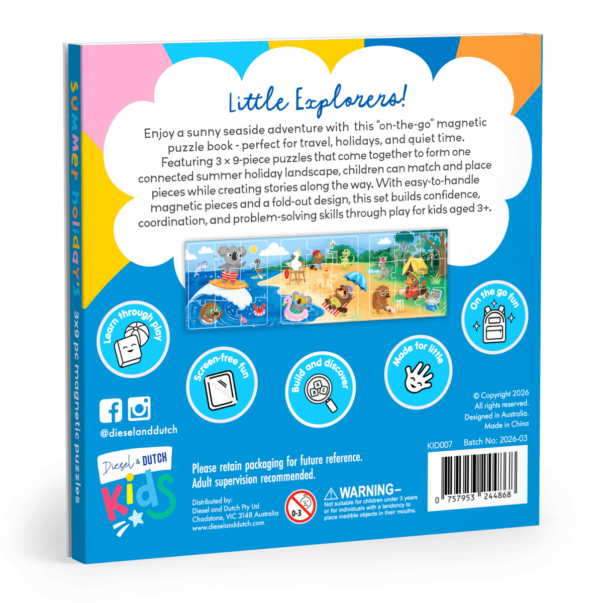 On The Go Magnetic Puzzles: Summer Holidays | Diesel &amp; Dutch | Toddler Puzzles &amp; Games | Thirty 16 Williamstown