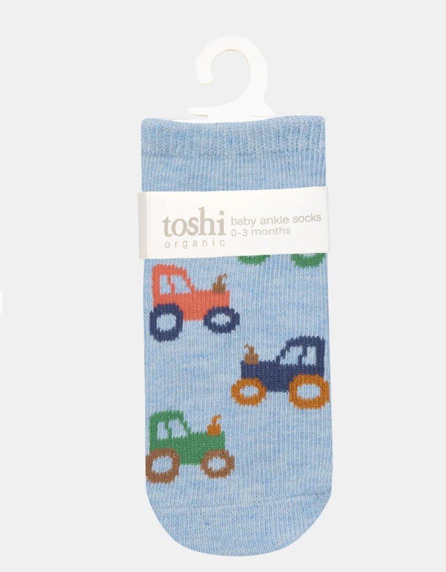Organic Baby Socks - Tiny Tractors | Toshi | Baby & Toddler Socks & Tights | Thirty 16 Williamstown