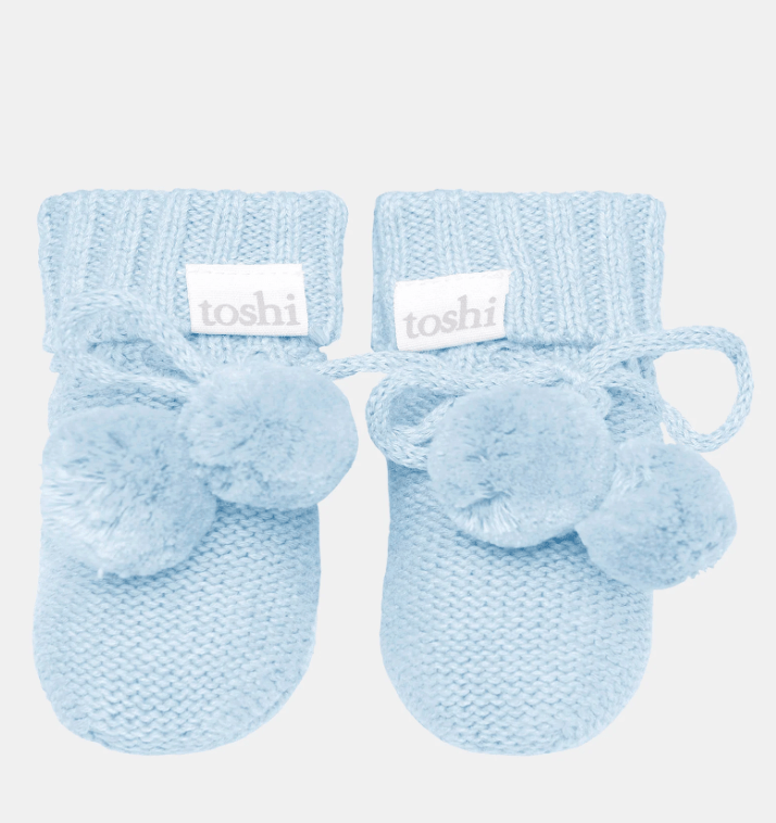 Organic Booties Marley - Bluebird 000 | Toshi | Pre Walkers, Booties &amp; Mittens | Thirty 16 Williamstown