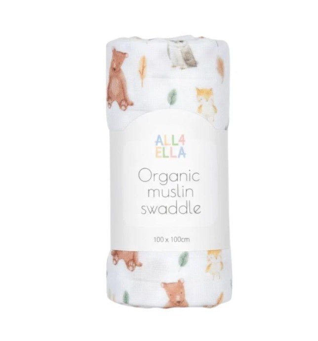 Organic Muslin Swaddle - Forest Friends | All 4 Ella | Bedding, Blankets & Swaddles | Thirty 16 Williamstown