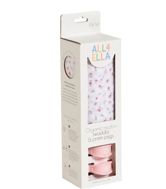 Organic Muslin Swaddle - Pink Petals | All 4 Ella | Bedding, Blankets &amp; Swaddles | Thirty 16 Williamstown