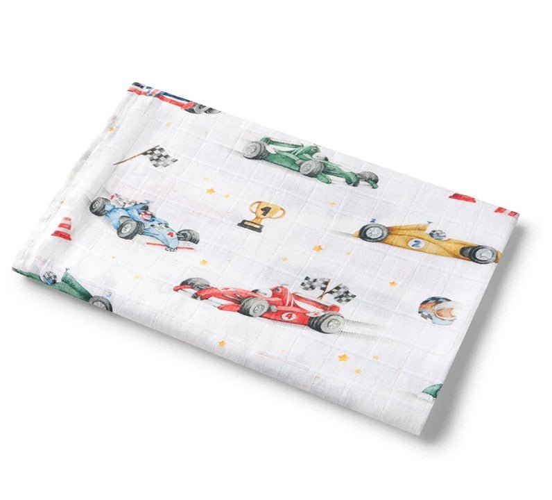 Organic Muslin Wrap - Little Racers | Snuggle Hunny | Bedding, Blankets &amp; Swaddles | Thirty 16 Williamstown
