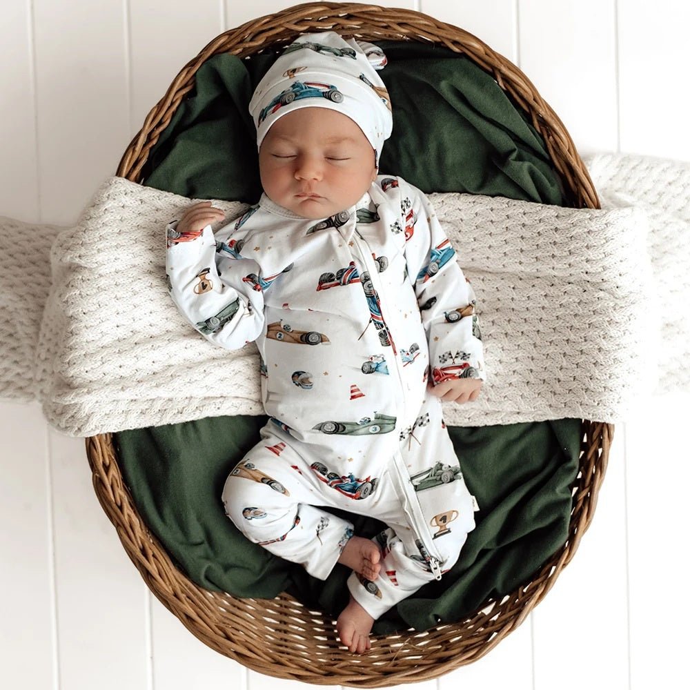 Organic Snugglesuit Convertible Romper - Little Racers | Snuggle Hunny | Baby & Toddler Growsuits & Rompers | Thirty 16 Williamstown