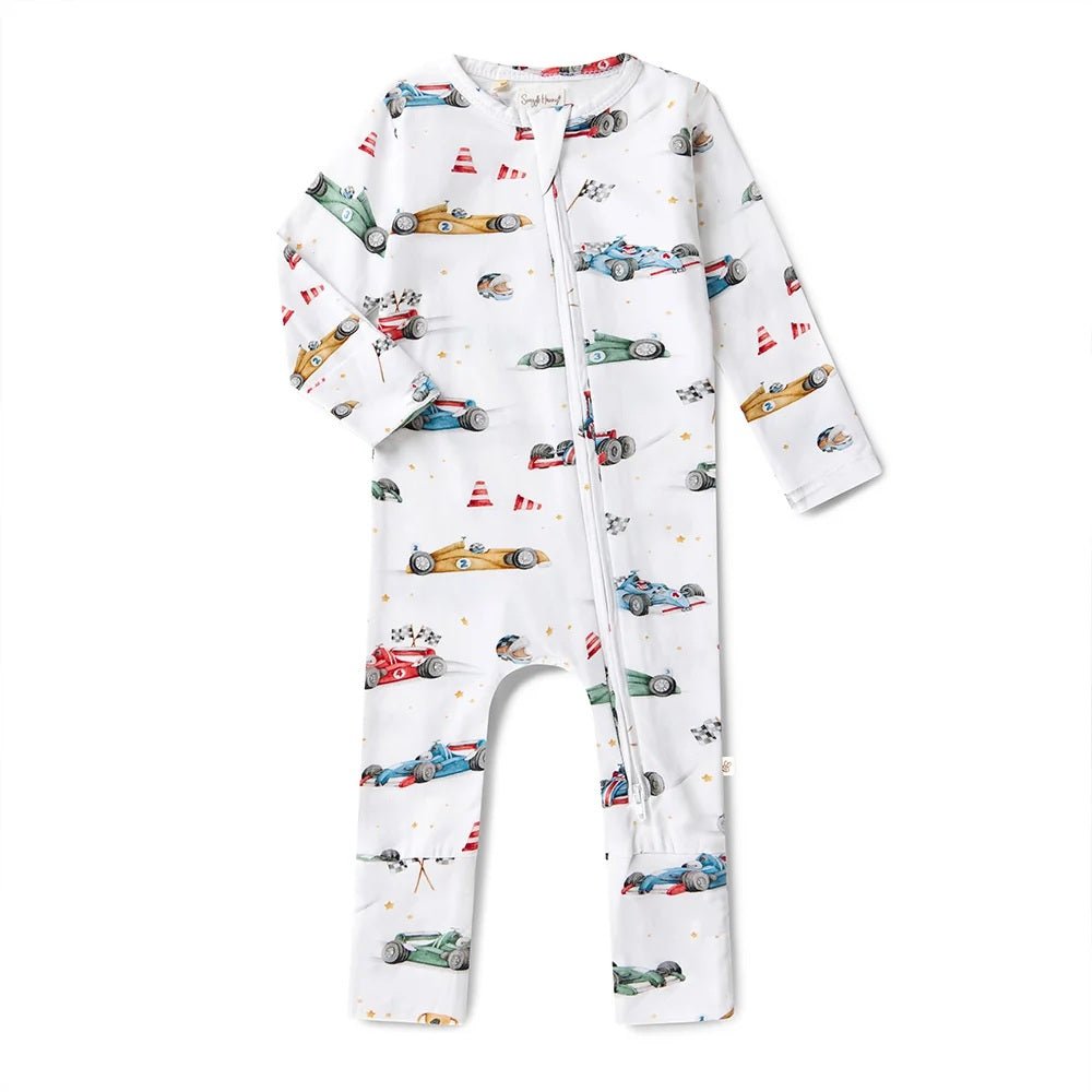 Organic Snugglesuit Convertible Romper - Little Racers | Snuggle Hunny | Baby & Toddler Growsuits & Rompers | Thirty 16 Williamstown