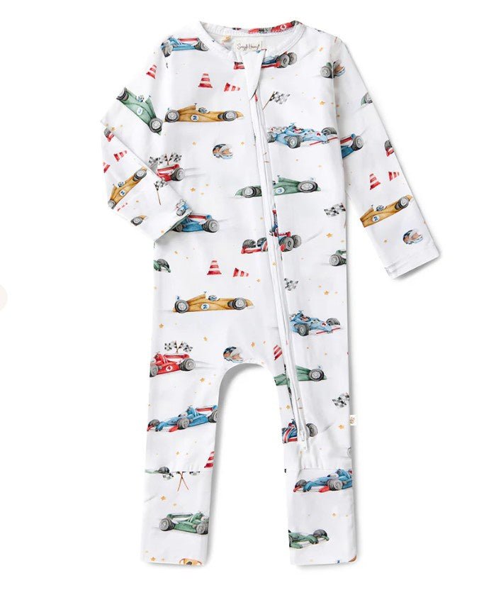 Organic Snugglesuit Convertible Romper - Little Racers | Snuggle Hunny | Baby &amp; Toddler Growsuits &amp; Rompers | Thirty 16 Williamstown