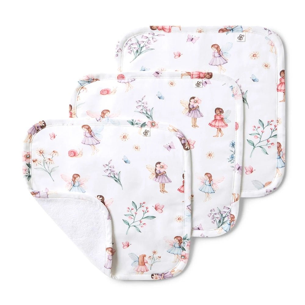 Organic Wash Cloths 3 Pack - Fairy Garden | Snuggle Hunny | Bath Time | Thirty 16 Williamstown