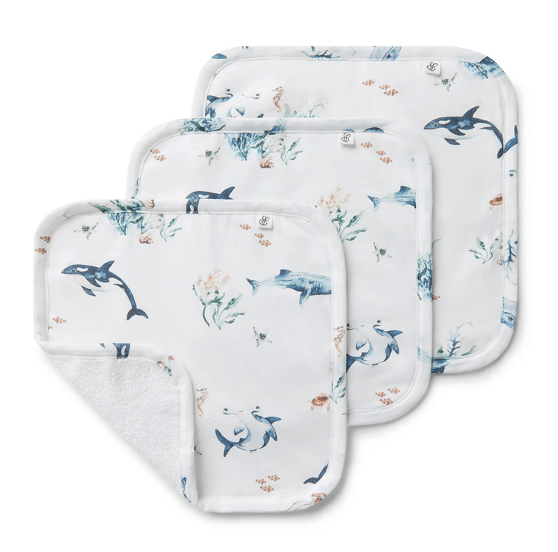 Organic Wash Cloths 3 Pack - Ocean | Snuggle Hunny | Bath Time | Thirty 16 Williamstown