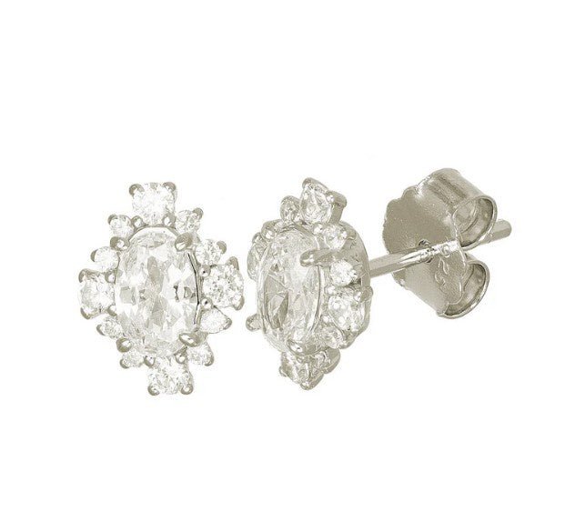 Oval in Diamond Surround Setting Earrings | Valentina | Jewellery | Thirty 16 Williamstown