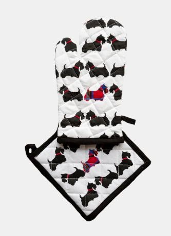 Oven Glove &amp; Pot Holder Set - Scottie Dog | All Gifts Australia | Aprons, Mitts &amp; Tea Towels | Thirty 16 Williamstown