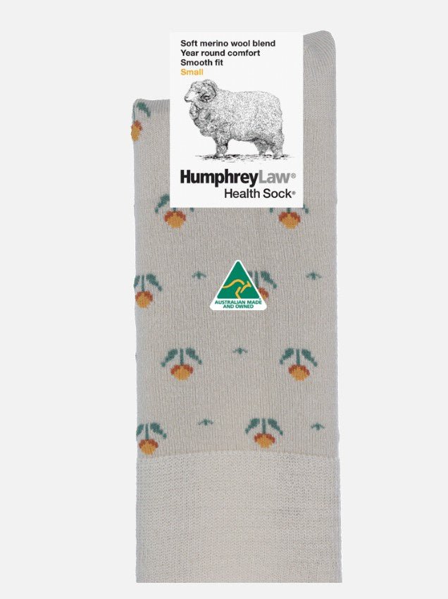 Patterned Fine Merino Wool Health Sock® - Tulips Bone | Humphrey Law | Socks For Her | Thirty 16 Williamstown