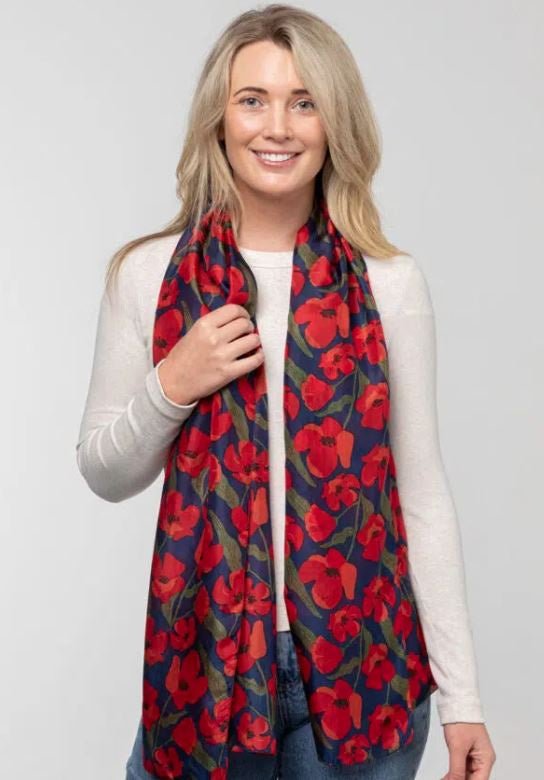 Poppy Silk Scarf - Rouge | Indus | Beanies, Scarves & Gloves | Thirty 16 Williamstown