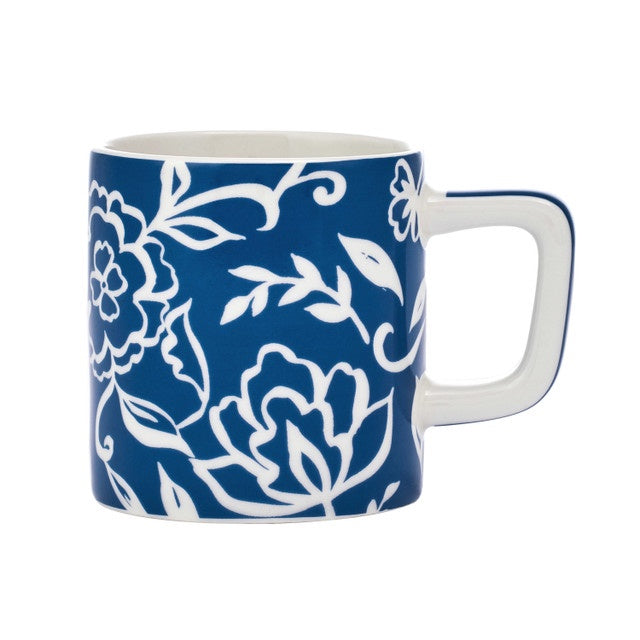 Ceramic Espresso Cup Blue Blu Fiorato 120ml