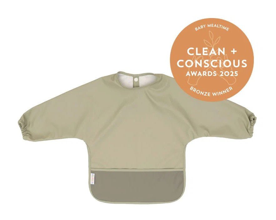 Recycled Long Sleeve Bib - Two Tone Light Sage | All 4 Ella | Bibs & Bandana Bibs | Thirty 16 Williamstown