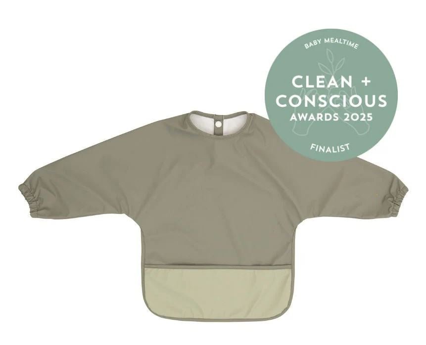 Recycled Long Sleeve Bib - Two Tone Sage | All 4 Ella | Bibs & Bandana Bibs | Thirty 16 Williamstown