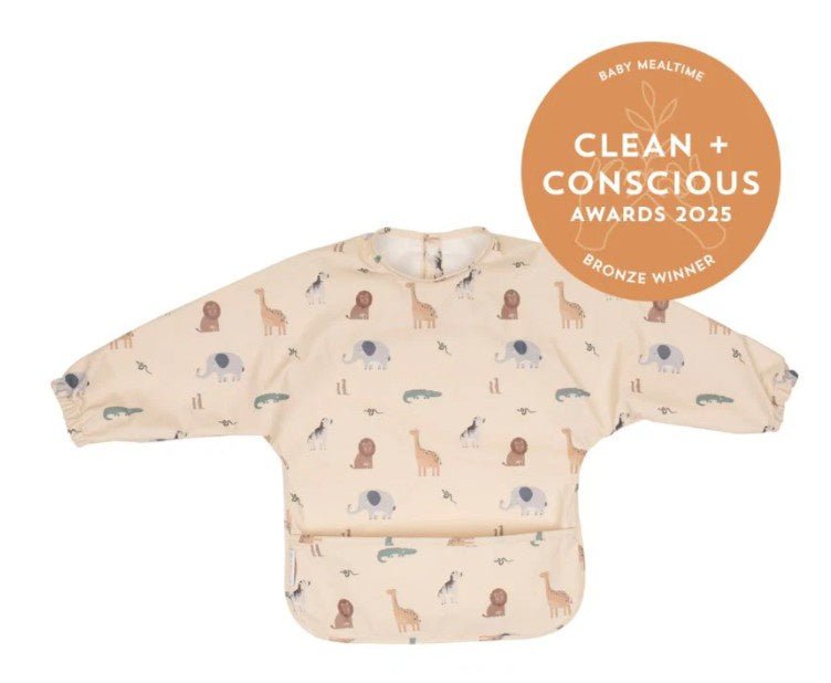Recycled Long Sleeve Bib - Wild Animals | All 4 Ella | Bibs &amp; Bandana Bibs | Thirty 16 Williamstown